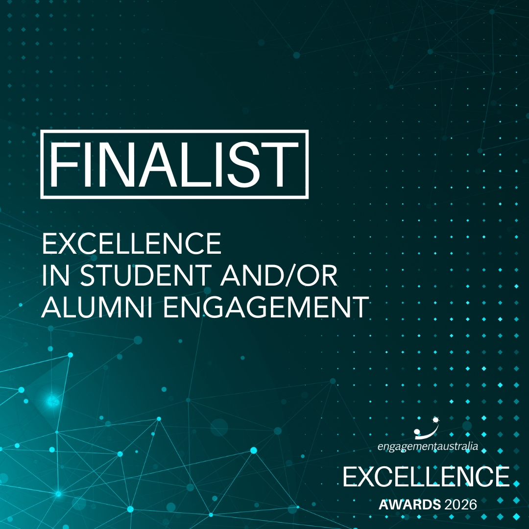 2026 Engagement Australia Excellence Awards finalist graphic for Excellence in Student and/or Alumni Engagement